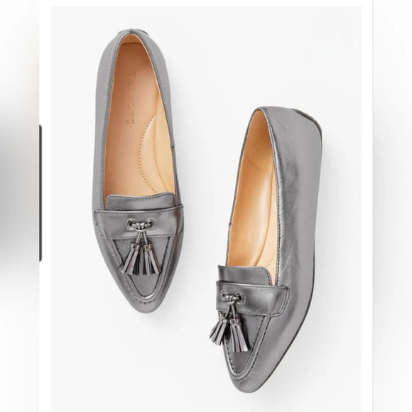 Talbots Francesca Tasseled Metallic Leather Driving Flats - Picture 1 of 5